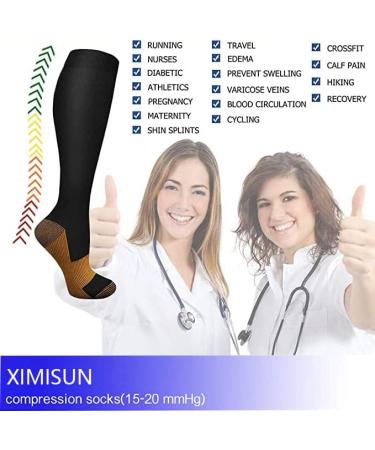 Buy Copper Compression Socks for Men & Women - Enhance Blood Circulation for Running Hiking & Cycling - 15-20 mmHg - 4 Pack - Buy Online on GoSupps.com