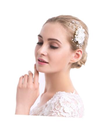 Didiseaon Wedding Headpiece for Bride Comb for Bridal Flower Hair Comb Wedding Hair Comb Decor Combs Hair Comb for Women Hair Comb for Bride Rhinestone The Flowers White Women's