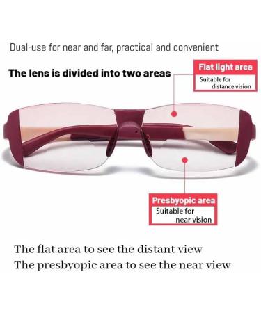 Buy Progressive Multifocal Reading Glasses - Ultralight Frameless Blue Light Blocking Readers for Men & Women Carmine 1.5X - Buy Online on GoSupps.com