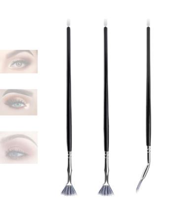 3Pcs Folding Angle Scalloped Lash Brush 2024 New Mascara Fan Brush Angled Fan Shaped Eyelash Brushes Lash Wand Brush Makeup Tool for Upper Lower Eye LashV