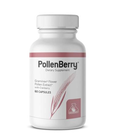 Graminex PollenBerry Dietary Supplement - G60 Concentrated Flower Pollen Extract Cranberry Powder - Supports Skin Urinary Tract and Bladder Health - Natural Antioxidant 60 Capsules