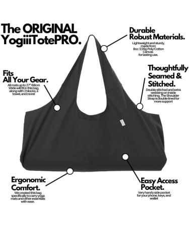 Yogiii Large Yoga Mat Bag - YogiiiTotePRO | Obsidian Black | Fits Most Size Mats - Side Pocket | Yoga Carrier - Buy Online on GoSupps.com