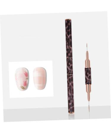 Ipetboom Leopard Print Double-ended Nail Art Pen Acrylic Nail Art Brush Nail Art Liner Brush Rod Butt Cushion Nail Liner Brush for Painting Nail Liner Pen Pull Wire Manicure Metal - Buy Online on GoSupps.com