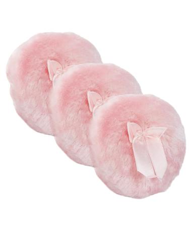 Outanaya Lot de 3 Houppettes Rondes en Peluche N ud Rose Confortables et Douces en Coton Pur pour Poudres pour B b s et Poudre Corporelle pour Soins Peau et Maquillage en Voyage