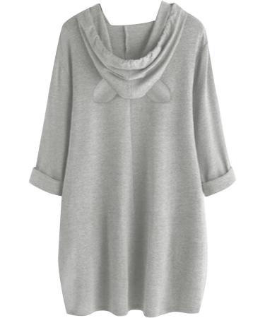 WOSHUAI Women's Fleece Pajamas Hoodie - Super Soft Cat Ear Hoody Onesie 2021 - Gray XX-Large - Buy Online on GoSupps.com