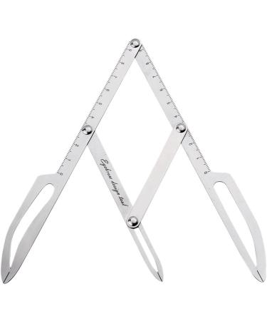 Tiuimk Stainless Steel Eyebrow Caliper Set with Removable Ruler Arm - Silver + Eyebrow Stencils - Microblading Tool for Precise and Easy Tracing - Perfect for Makeup Artists and Beginners - Buy Online on GoSupps.com
