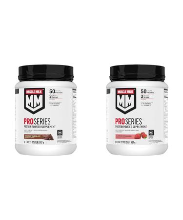 Muscle Milk Pro Series Protein Powder Knockout Chocolate & Strawberry 2 Pound Each 50g Protein 20 Vitamins & Minerals