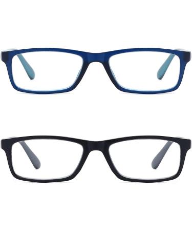 2 Pack Men's Blue Light Blocking Reading Glasses 1.25x - Glare Blocking Computer Readers with Spring Hinge for Eye Protection - Buy Online on GoSupps.com