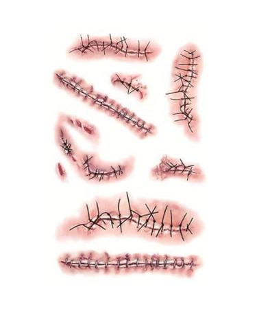 10 Sheets 3D Body Face Scar Realistic Fake Bloody Wound Scab Waterproof Temporary Tattoos Sticker for Halloween Masquerade Party Supplies - Buy Online on GoSupps.com