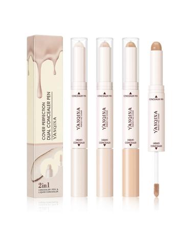 Dual-ended Liquid Concealer Wand, Full & High Pigmented Color Correcting Makeup for Under Eye, Blemish and Dark Circles (#2 MEDIUM)