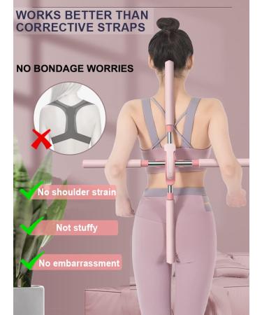Retractable Posture Corrector for Women and Men - Pink Yoga Sticks Stretching Tool for Humpback Correction - Buy Online on GoSupps.com