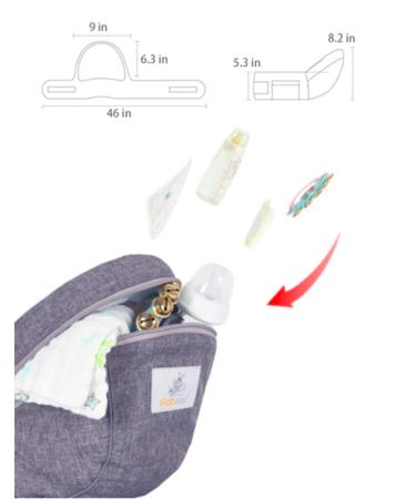 Hip Seat Carrier for Baby & Toddler | Adjustable Waist Stool with Soft Inner Padding & Storage Pocket (Dark Grey) - Buy Online on GoSupps.com
