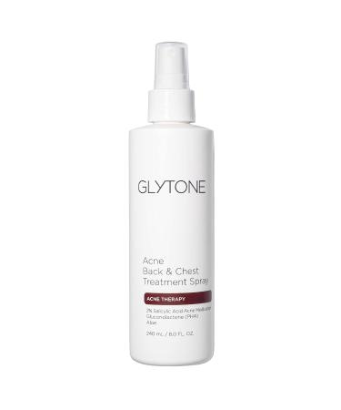 Glytone Acne Treatment Spray for Back & Chest - 2% Salicylic Acid - For Body Acne - Quick Dry, Upside Down Pump - Fragrance-Free - 8 fl. oz.