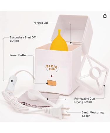 Pixie Menstrual Cup Steamer - Sterilize & Clean Your Cup in 3 Minutes! Automatic Shut Off Switch - White - Buy Online on GoSupps.com