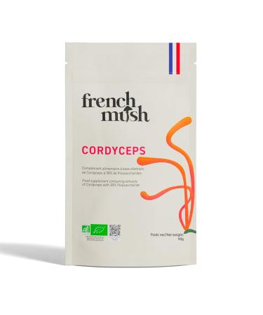 French Mush Cordyceps Powder Doypack - 90g Vegan - Mushroom for Well-being Physical Performance and Energy - Mix with food or drinks - Lab-tested Cordyceps mushroom