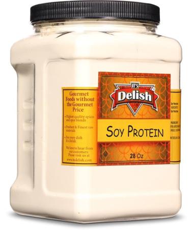 It's Delish Soy Protein Powder 28 Oz Reusable Jumbo Jar | Plant-Based Bulk Protein Powder Unflavored for Drinks Shakes Meal Replacement | No Sugar Added Vegan Gluten & Milk Free Keto Kosher
