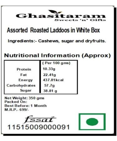 Ghasitaram Gifts Diwali Gifts Assorted Roasted Laddoos in White Box - Buy Online on GoSupps.com