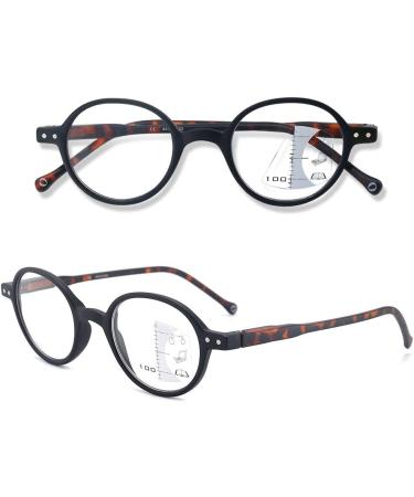 Vevesmundo Anti Blue Light Reading Glasses - Retro Round Nerd Glasses for Women & Men | Multifocal Blue Light Filter | Black & Leopard 3.0x - Buy Online on GoSupps.com