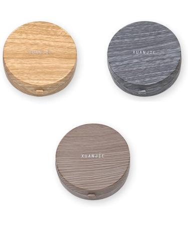 Retro Wood Grain Contact Lens Container | Beige Cosmetic Box for Myopia Glasses | Stylish Double Box - Buy Online on GoSupps.com