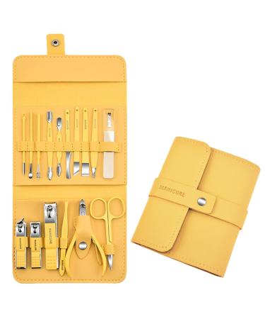 Manicure Set Professional Nail Clippers Pedicure Kit Yellow
