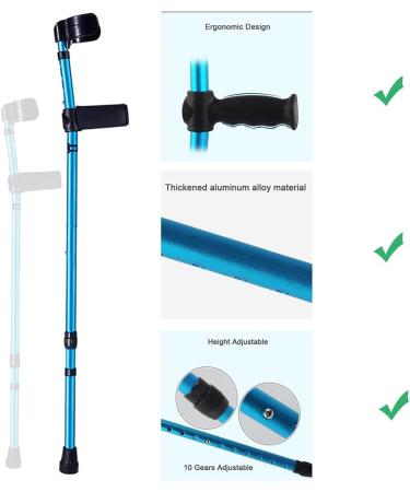 Portable Folding Forearm Crutches Adult Aluminum Ergonomics Walking Cane Height Adjustable Crutches for Seniors Disabled Elderly (Color : Blue (1 Pair)) anniversary Lucky Star Selfless dedication - Buy Online on GoSupps.com