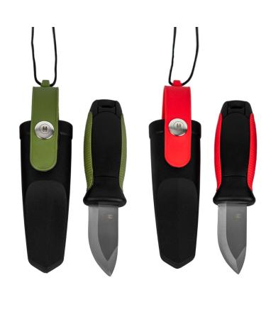 STEIGER hunting fishing trekking SOS survival camping knife mini to hang around your neck 5.5cm blade in red or green by Alces (green)