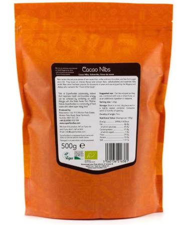 Superfoodies Raw Organic Cocoa/Cacao Nibs 500g - Sustainably Sourced from Superior Criollo Beans in Peru - Non-GMO (Pack of 1) - Buy Online on GoSupps.com
