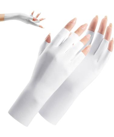 Uv Glove for Gel Manicures Breathable Uv Protection Gloves UPF50+ Fingerless Manicure Gloves for Nail Art Supplies White - Buy Online on GoSupps.com