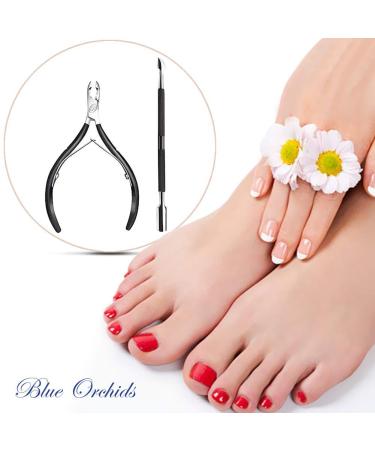 Professional Cuticle Nipper & Pusher - Stainless Steel Cuticle Remover Tool for Manicure & Pedicure (Black) - International Shipping Available - Buy Online on GoSupps.com