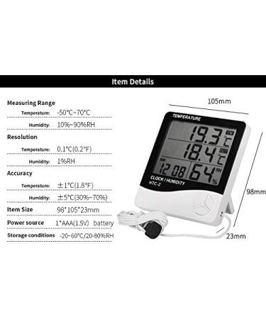 YARUIFANSEN Electronic Temperature Humidity Meter Digital Thermometer Hygrometer Weather Station Alarm Clock - Buy Online on GoSupps.com
