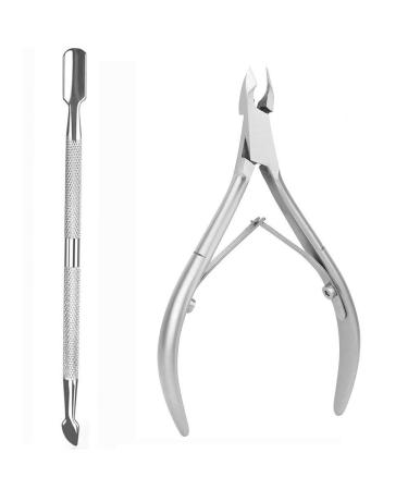 Cuticle Pusher Cuticle Cutter Remover Cuticle Trimmer Nipper Nail Clipper Sets Nail Care Kit Professional Stainless Steel Manicure Pedicure Tools Silver