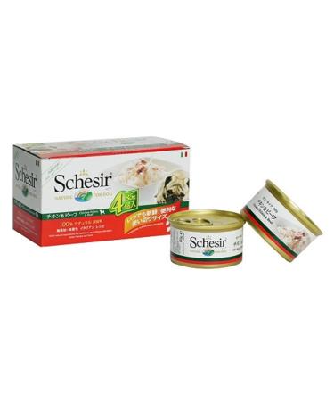 Schesir Chicken Fillet with Beef for Dogs - Wet Food - 6 x 4 cans x 85 g