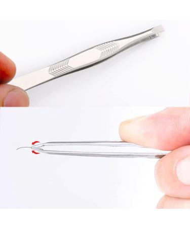 Professional Stainless Steel Eyebrow Tweezers Set - 2pcs Precision Hair Removal & Ingrown Hair Solution - Buy Online on GoSupps.com