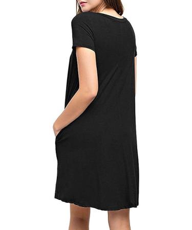Women's Black Summer Ruffle Swing T-Shirt Dress - Short Sleeve Casual Style - Buy Online on GoSupps.com