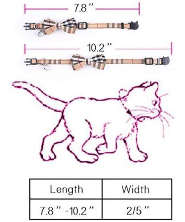 SuperBuddy Cute Bow Bell Cat Collar - 2 Pack Plaid Kitten Collar with Removable Bowtie for Cats Kittens - Brown-Black - Buy Online on GoSupps.com
