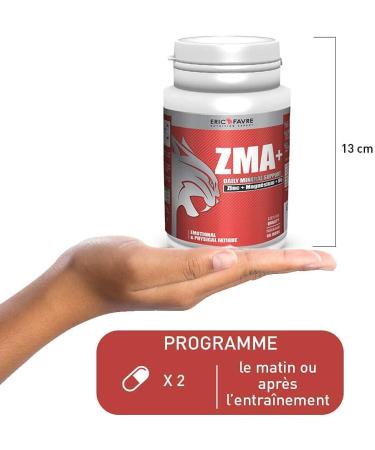 ZMA + Highly Dosed Supplement with Zinc Magnesium and Vitamin B6 Energy Metabolism Protein Synthesis Testosterone Levels Program 60J French Laboratory Eric Favre - Buy Online on GoSupps.com