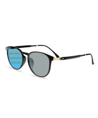 Photochromic progressive multifocal reading glasses for women visual aid UV blocked sunglasses with spring hinge (color: black size: 2.75x) 2.75x black