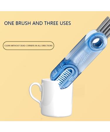 Lmyzcbzl 3 in 1 Multifunctional Cleaning Brush Cup Lid Cleaning Brush Multifunctional Cleaning Brush Tiny Bottle Cup Lid Detail Brush Crevice Cleaning Brush Blue - Buy Online on GoSupps.com