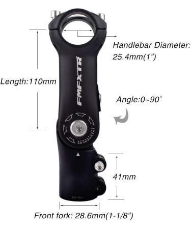 FOMTOR 25.4 Adjustable Stem 90 Degree 110mm for Mountain, Road, BMX Bikes - Buy Online on GoSupps.com