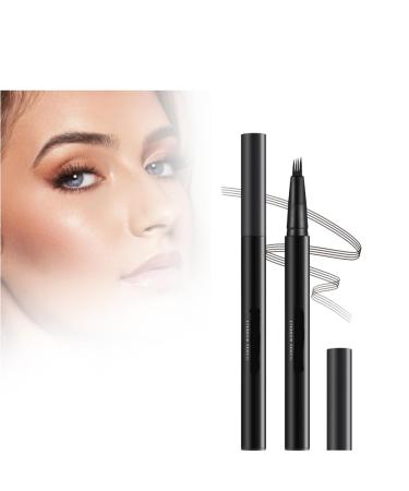2024 New Magic 4-Tip Eyebrow Pencil Upgraded 3D Waterproof and Sweat-proof Microblading Eyebrow Pencil Contouring Pen Long-Lasting Eyebrow Brush (Black)