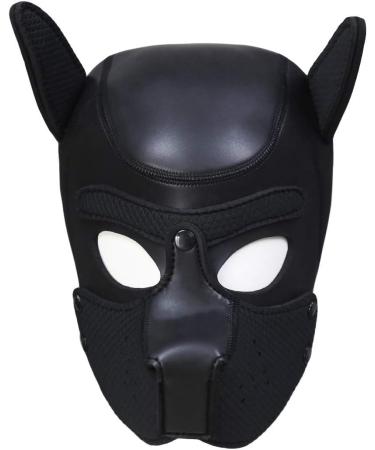 Adults Puppy Hood Mask Removable Cosplay Dog Full Face Pup Hood Mask for Halloween Cosplay Novelty Costume Performance Props Gifts (Black) - Buy Online on GoSupps.com