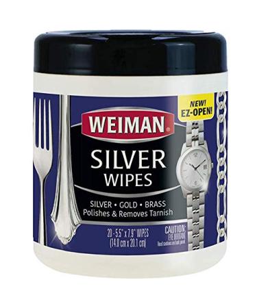 Weiman Jewelry Polish Cleaner and Tarnish Remover Wipes - 20 Count - Use on Silver Jewelry Antique Silver Gold Brass Copper and Aluminum 20 Count (Pack of 1)