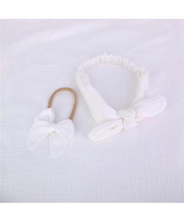 Original Cotton Gauze Headband for Newborn Toddler Infant Baby Girl Kids Muslin Cotton Hair Bow Elastic Bands Turban Headbands (2 pcs 029 White) - Buy Online on GoSupps.com