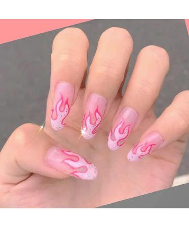 Nail Art Decoration DIY Adhesive Decals Nail Foils Nail Art Stickers 3D Fire Flame Design Pink Blue(STZCS-29) - Buy Online on GoSupps.com