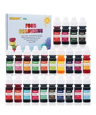 Food Coloring - 24 Color Rainbow Fondant Cake Food Coloring Set for Baking,Decorating,Icing and Cooking - neon Liquid Food Color Dye for Slime, Soap Making Kit and DIY Crafts.25 fl.oz.(6ml)Bottles 24 colors