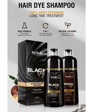 Grey Reducing Natural Black Hair Colour Shampoo (400ml) Hair Treatment for Grey Hair Coverage in 15 Minutes - Hair Coloring for Men Women All Hair Types - Natural Black Hair Dye - Ammonia Free - Buy Online on GoSupps.com