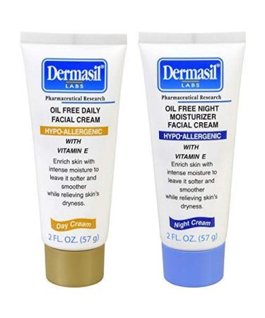 Dermasil Labs  Day Oil Free Facial Cream and Night Oil Free Facial Cream  Hypo-allergenic  Vitamin E  2-oz. Tubes