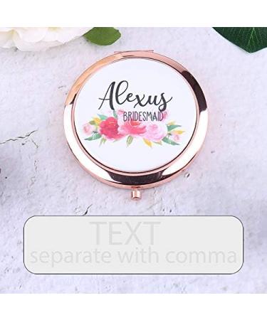 wadbeev Set of 5-10  Personalized Floral Compact Mirrors Your Name Title Travel Pocket Junior Bridesmaid Proposal Gifts Bachelorette Party - Buy Online on GoSupps.com