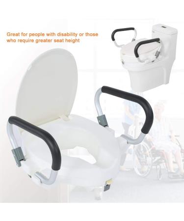 10cm Raised Toilet Seat with Removable Padded Armrests - White Anatomic Design with Fixing System - Buy Online on GoSupps.com