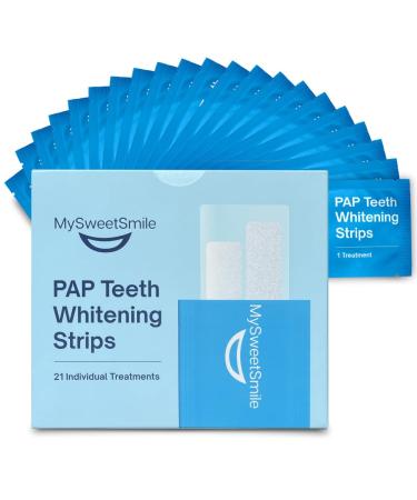 MySweetSmile PAP Teeth Whitening Strips - Enamel-Safe Sensitivity-Free Formula - 42 Peroxide-Free Whitening Strips - Dentist-Approved - IndyBest Award-Winning Brand - 21 Treatments - Mint Flavour